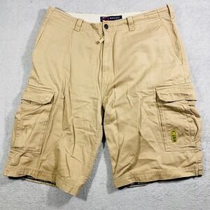 Bugle Boy Cargo Shorts‎ Mens 36 Khaki Tan Cotton Twill Utility Multi Pocket B-77